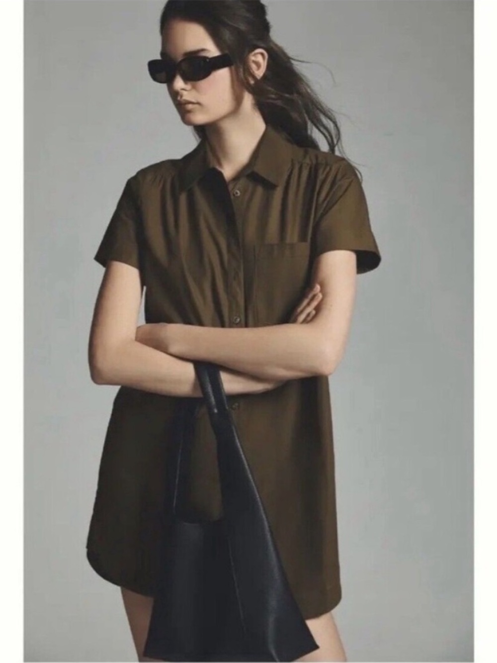 Womens Anthropologie Maeve Francie mini shirt dress. Tunic. Size XS. Olive